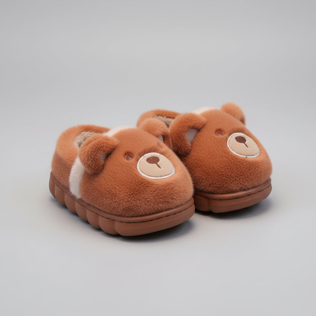 Pantoufles ours en peluche pour enfants